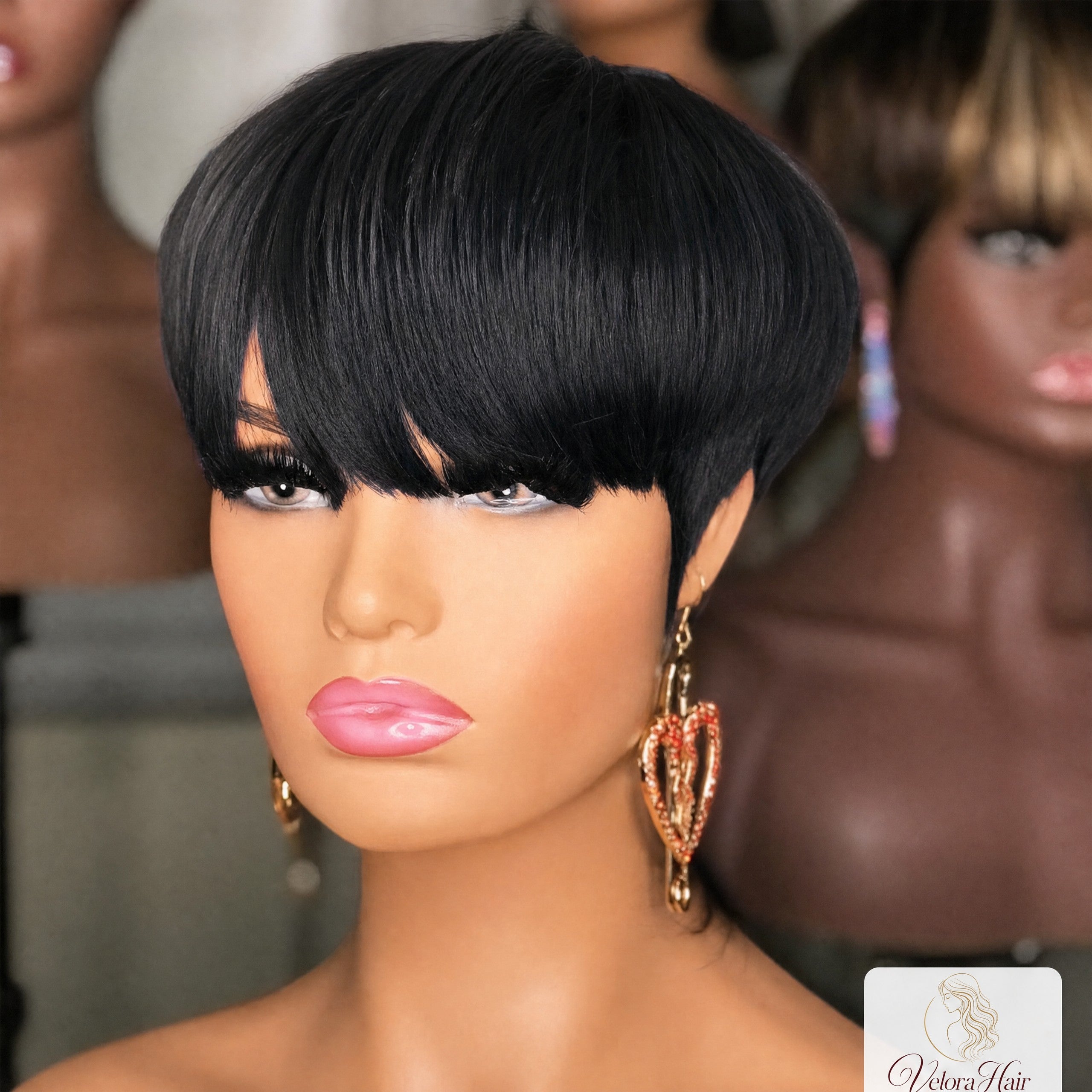 Showrealhair Textured Cut Pixie Wig - Versatile Short Layered Human Hair Wig for Black Women, Ideal for Work, Parties, or Casual Wear