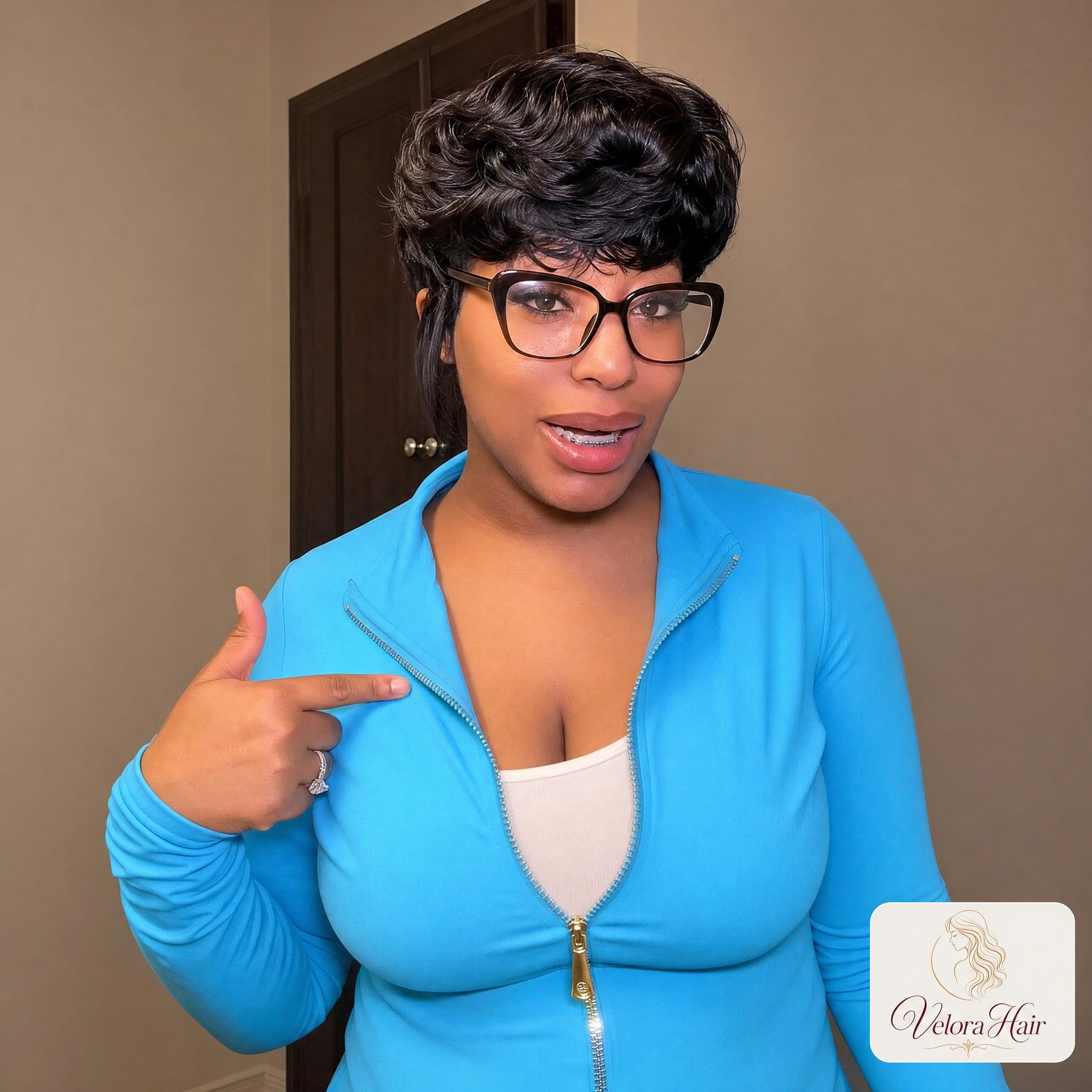 Showrealhair Textured Cut Pixie Wig - Versatile Short Layered Human Hair Wig for Black Women, Ideal for Work, Parties, or Casual Wear