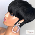 Showrealhair Textured Cut Pixie Wig - Versatile Short Layered Human Hair Wig for Black Women, Ideal for Work, Parties, or Casual Wear