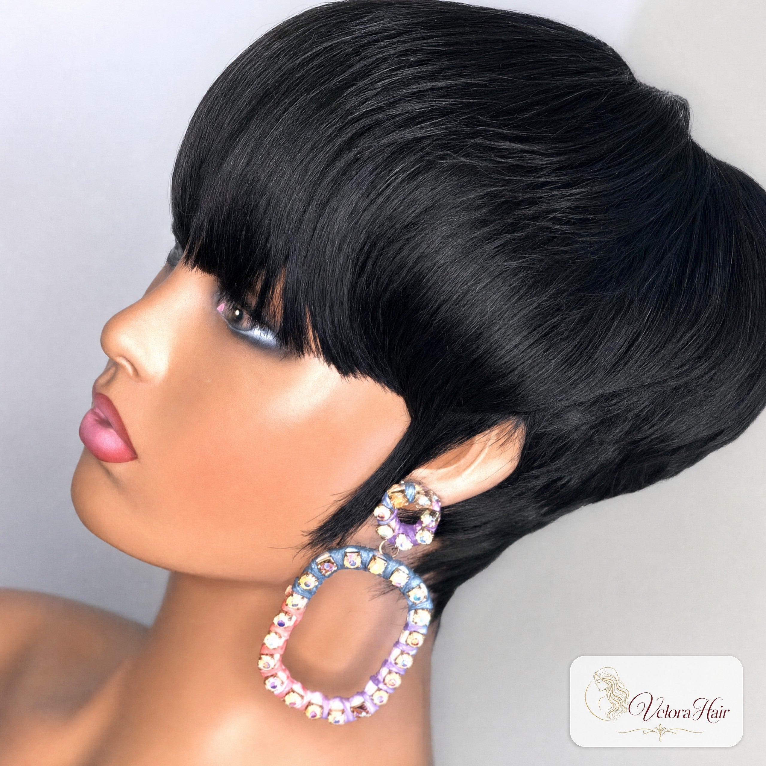 Showrealhair Textured Cut Pixie Wig - Versatile Short Layered Human Hair Wig for Black Women, Ideal for Work, Parties, or Casual Wear