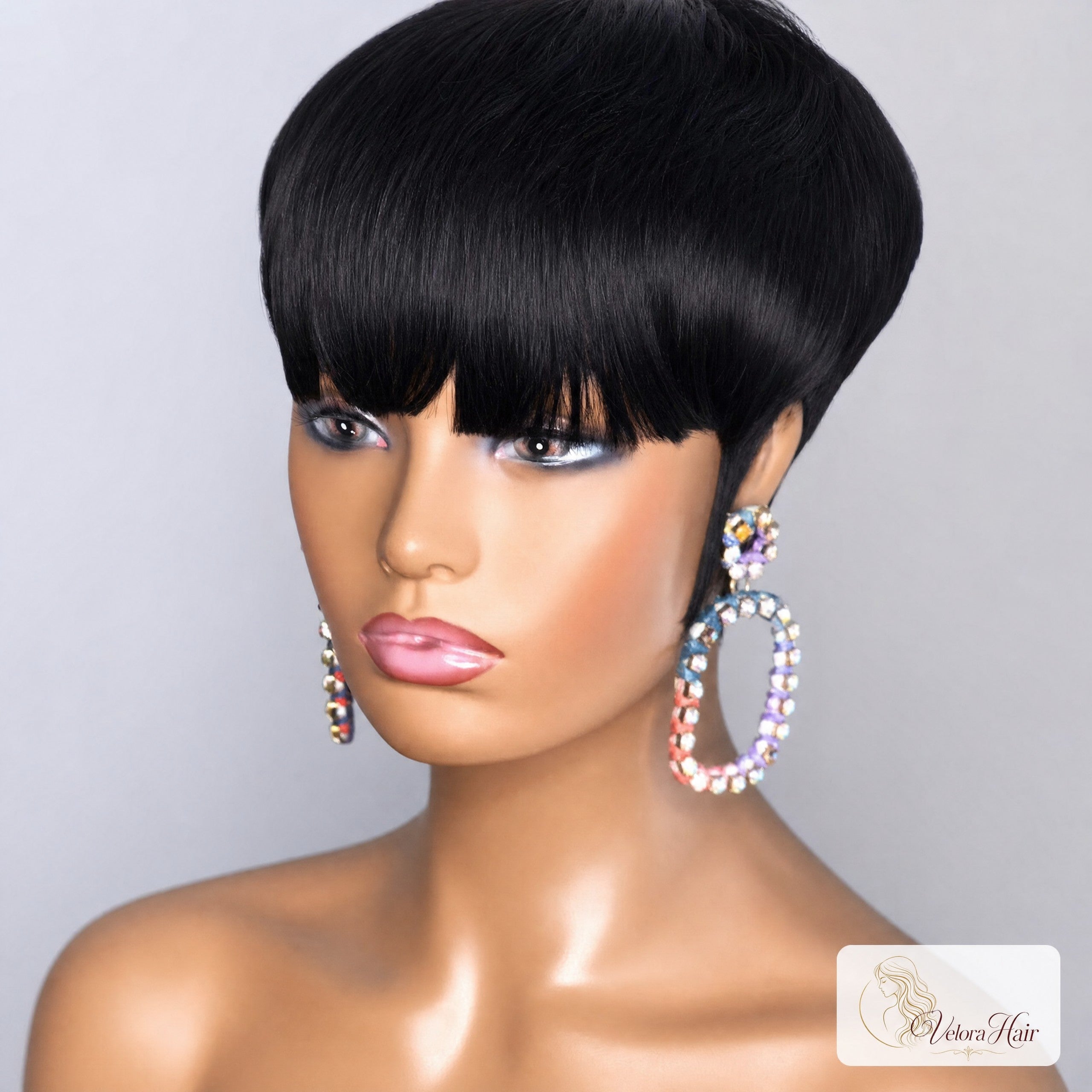 Showrealhair Textured Cut Pixie Wig - Versatile Short Layered Human Hair Wig for Black Women, Ideal for Work, Parties, or Casual Wear